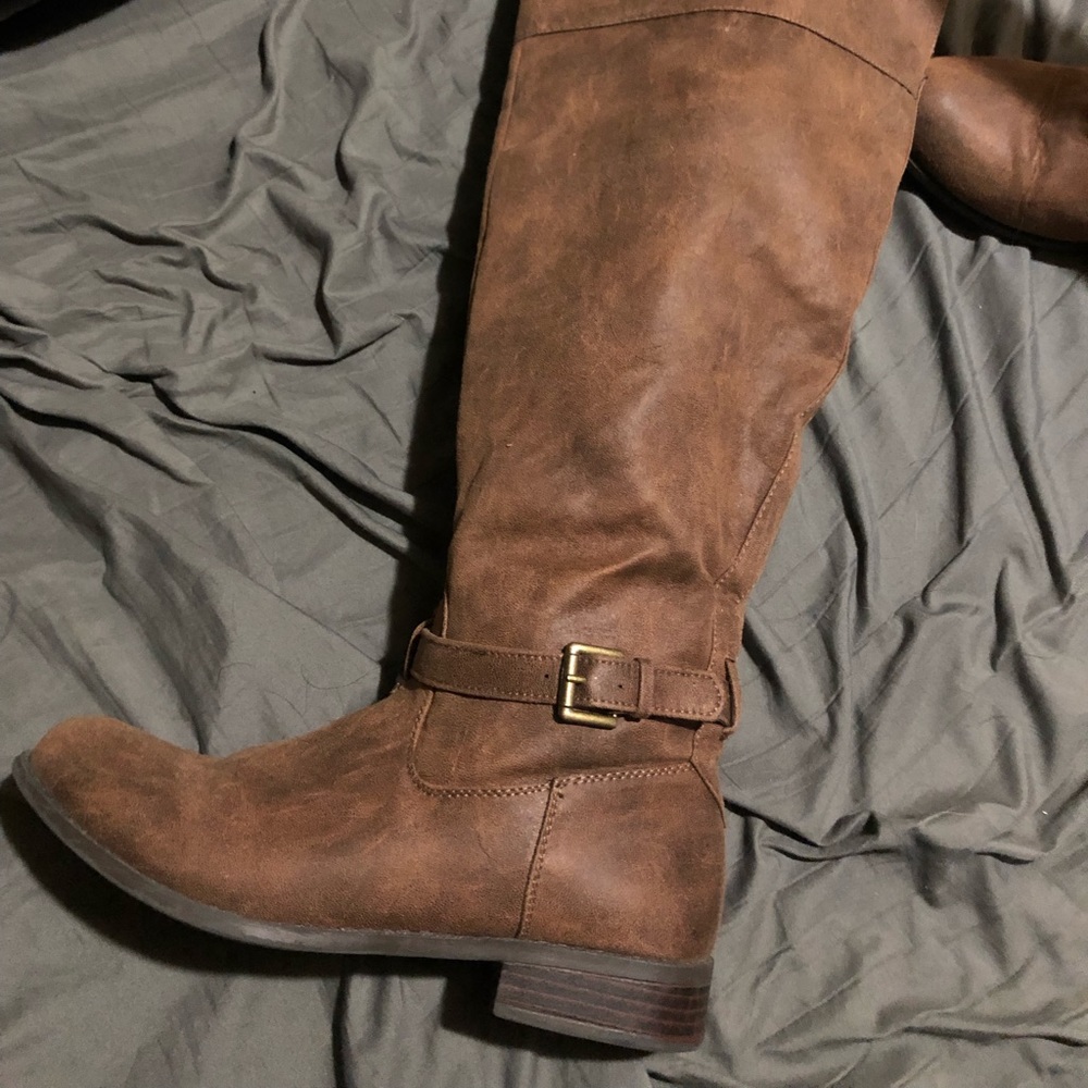 Brown knee high boots